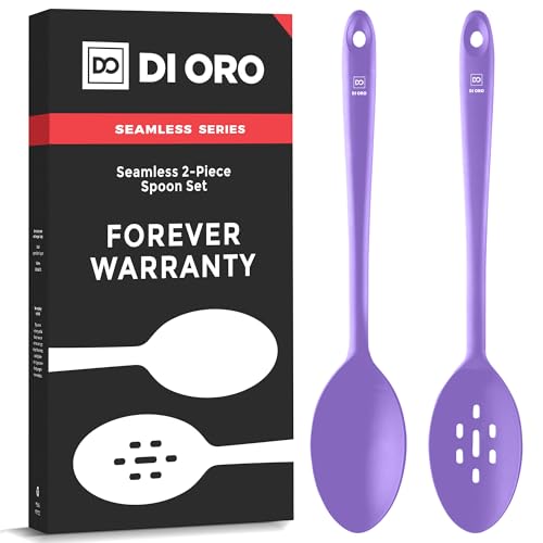 DI ORO Silicone Cooking Spoons - Solid & Slotted Set, 2-Pc Lavender - color: Lavender