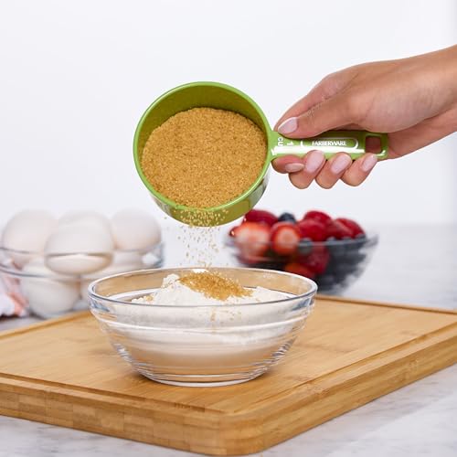 FARBERWARE 5-Piece Measuring Cup Set with Coffee Scoop, Durable Plastic Nesting Measuring Cups with Easy-Read Markings, BPA-Free, Dishwasher Safe - style: Cups
