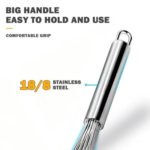 18/8 Stainless Steel Large Whisk, 15.5 inch Heavy Duty Long Whisk Suitable for Deep Pots or Big Bowl, Mixing, Beating, Blending - size: 15.5 INCH