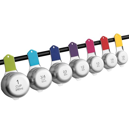 Spring Chef Magnetic Stainless Steel Measuring Cups Set of 7, Multicolor - color: Multicolor