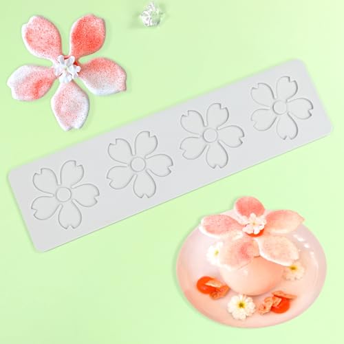 mostsom 3D Hollow Out Lace Mold 3D Cherry Blossom Cake Lace Mold Flower Silicone Mould Fondant Mold Chocolate Stencil Cake Decorating Border Bakeware (H_ Cherry Blossom) - size: H_ Cherry Blossom