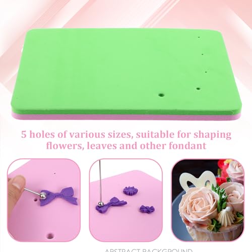 Polymer Clay Mat with 5 Holes, Fondant Paste Cake Foam Pad Mat Rectangular Flower Drying Mats Clay Modelling Tools Crafts Mats for Sugarcraft Cakes Decoration Painting