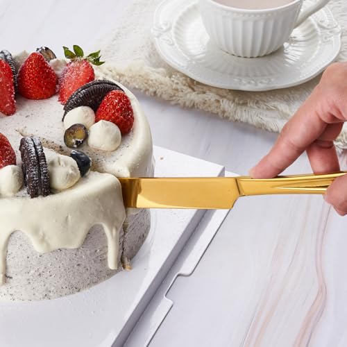 GoGeiLi Gold Stainless Steel Wedding Cake Cutting Set - color: Gold