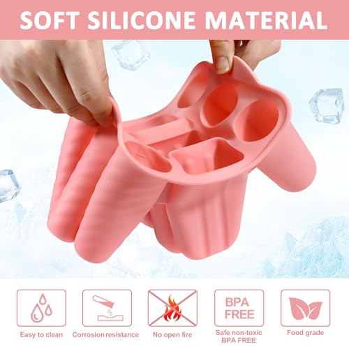 Popsicles Molds, 9 Cavity Silicone Popsicle Molds Easy-Release BPA-free - color: Pink