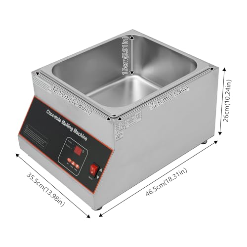 1 Tank Commercial Chocolate Melting Machine 500W 26.46lbs Stainless Steel Electric Chocolate Tempering Machine Chocolate Melter Pot w/ 32-203°F Temp Control, Digital Display for Butter Cream - size: 1 Tank, 500W, Digital Display