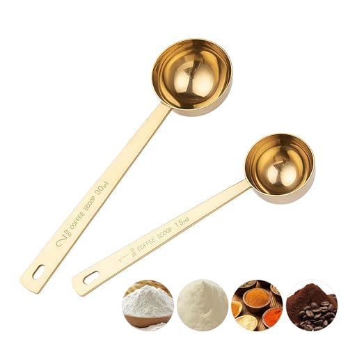 Coffee Spoon Stainless Steel Long-Handled Spoon, 1 and 2 Tbsp Spoon Gold - color: Gold Long