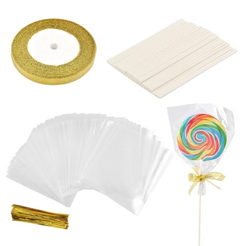 50‑Pack Rice Krispy Treats Bag Kit, Clear Cakesicle Bags and Sticks