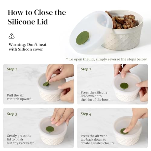 DOWAN Ramekins Oven Safe with Lids 4 oz, Charcuterie Boards Bowls Set for Creme Brulee, Souffle, Dipping Sauces, Custard Cups Ceramic Food Storage Containers, Set of 6, Beige - size: 4 oz