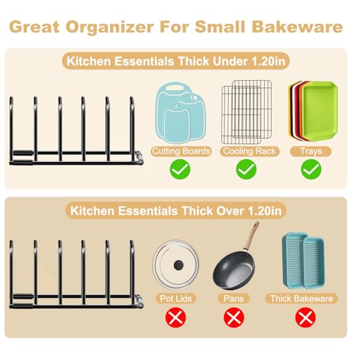 Cutting Board Organizer Storage, Baking Sheet Rack under Cabinet - color: 2pc, Black