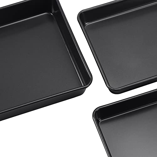 Nonstick Roasting Pan, Deep Baking Pan Set,3 Pack, Black - color: Black
