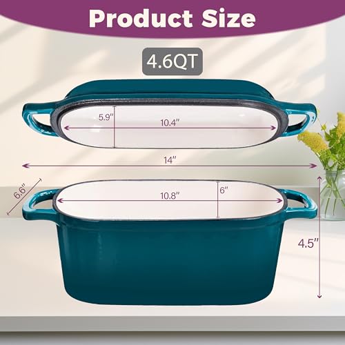 4.6-Quart Oval Dutch Oven for Bread Baking - color: Teal