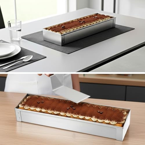 2 Pack Nonstick Rectangle Tiramisu Pan with Lid and Metal Spatula