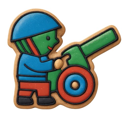 Artillery Gunner Toy Cookie Cutter - 4x3.1" Premium Baking Fun