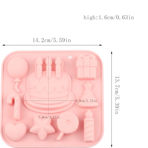 9 Cavity Birthday Cake Theme Silicone Candy Molds