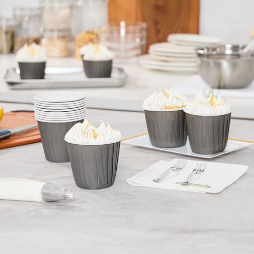 Restaurantware 4 oz Round Gray Paper Tall Baking Cup, 200 Pack - color: Gray, size: Tall