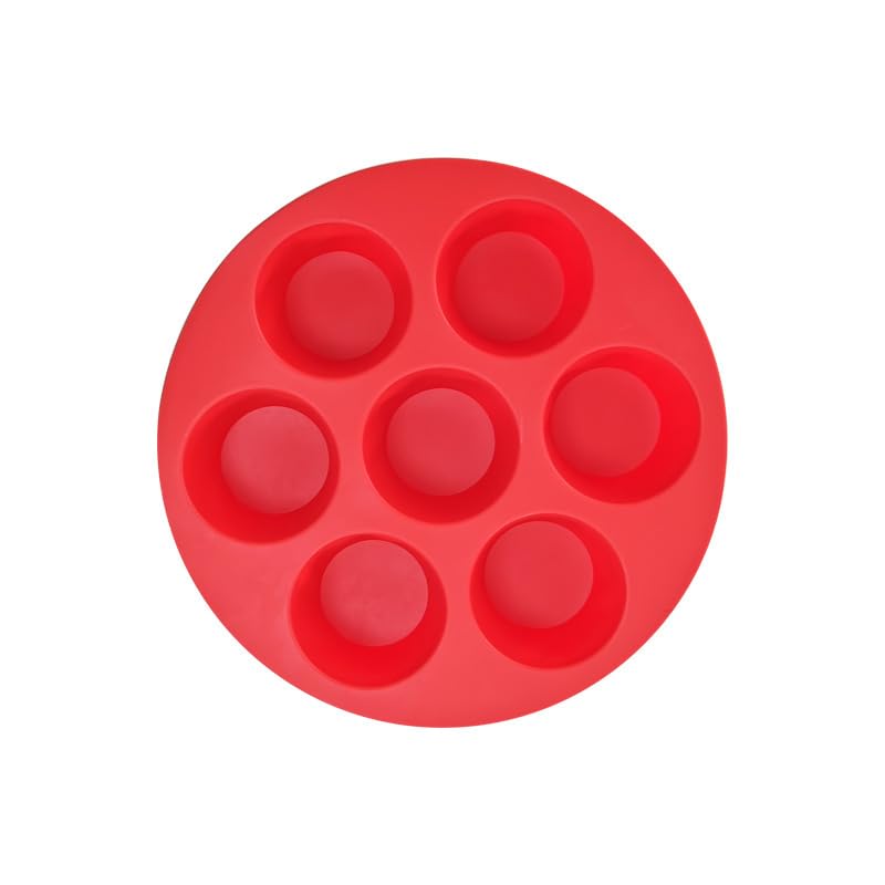 7 hole Non Stick Silicone Liners And Muffin Pan for Air Fryers - Reusable Baking Trays Easy to Release And Clean - color: Red
