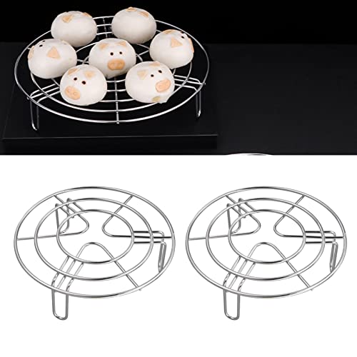 2Pcs Round Cooking Rack, 6 inch Stainless Steel Cooling Steaming Grilling Rack, Wire Baking Roasting Rack for Air Fryer Pressure Cooker Round Cake Pans Stockpot, Oven & Dishwasher Safe