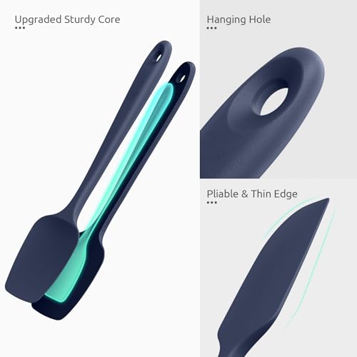 Heat Resistant Silicone Spatula Set: U-Taste 600ºF High Temp Seamless Food Grade Food Grade Flexible Rubber Silicon Kitchen Cooking Mixing Baking Scraper for Nonstick Cookware Set of 4 (Midnight Blue) - color: Midnight Blue