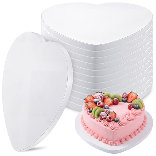 12 Pcs Heart Shaped Cake Boards, 10'' Cake Drum Plate, 1/2" Thick