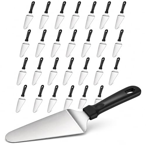 RHBLME 25 Pack Pizza Spatula, Pie Server Pie Cutter Cake Cutter, Stainless Steel Cake Serving Spatula Non Slip Easy to Grip Baking Triangular Spade Plastic Handle Shovel