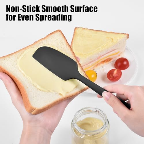 Doosu Silicone Small Spatula, 600°F Heat Resistant Mini Scraper (Black) - color: Black, size: 8.9in (small spatula)