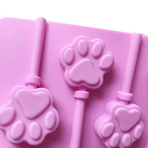 12 Capacity Cat Paw Silicone Lollipop Mold Set, Sucker Molds and Chocolate Hard Candy Mold with 50pcs Lollipop Sucker Sticks, Candy Treat Bags, Gold Ties. (Cat Paw Pink) - style: Cat Paw Pink