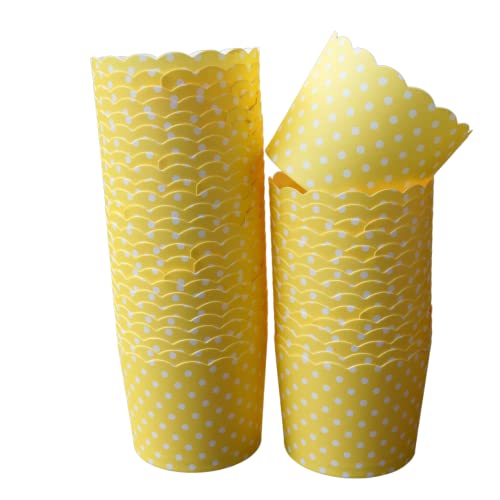 Paper Baking Cups (Polka Dots), Greaseproof Disposable Cupcake Liners (Yellow, Large Cups (50-Pack)) - color: Yellow