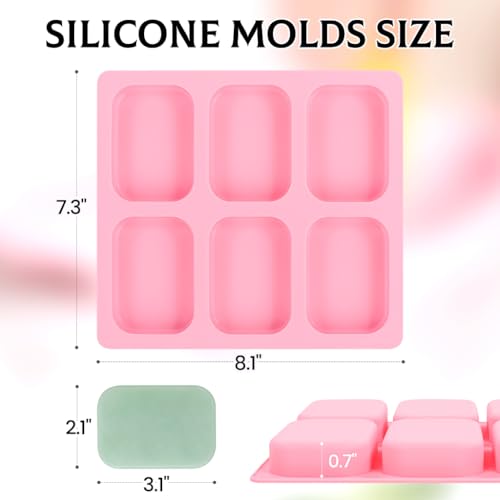 SJ Rounded Rectangle Soap Mold Set, 2-Pack 6-Cavity Silicone Soap Molds - color: Pink / Rounded Rectangle