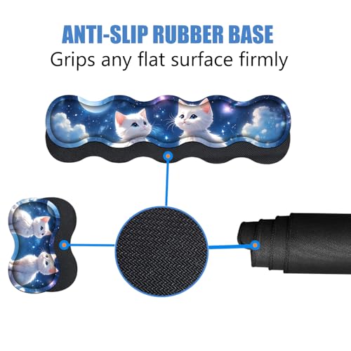 4 in 1 Ergonomic Memory Foam Mouse Pad Wrist Rest Set, Large XXL Gaming Desk Pad + Keyboard Wrist Rest + Mouse Wrist Cushion + Coaster for Home Office Study Gaming, Cute Cat - color: Cute Cat