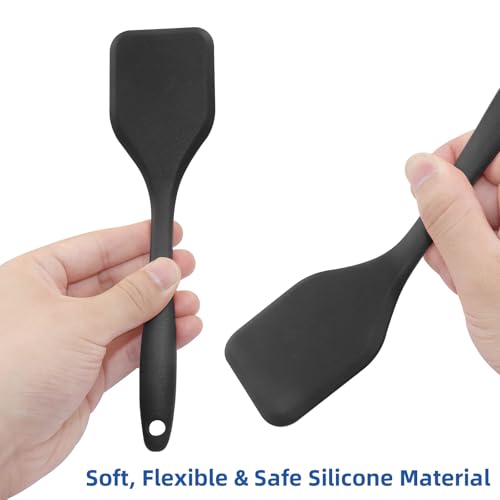 Hitefu 2 Pieces Flexible Mini Spatula, Black - color: Black