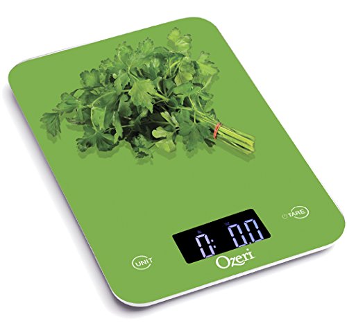 Ozeri Touch Digital Kitchen Scale (12 lbs Edition) in Tempered Glass - color: Green