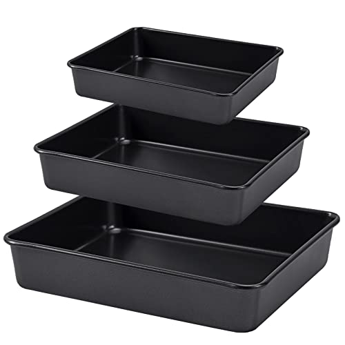 Nonstick Roasting Pan, Deep Baking Pan Set,3 Pack, Black - color: Black