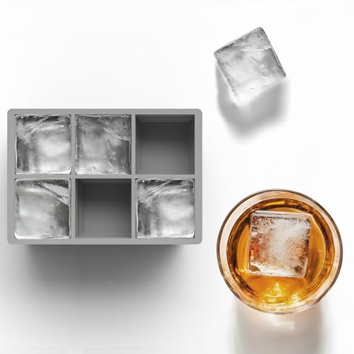 Silicone Ice Cube Trays, 2 Inch Square Ice Molds & Sphere Combo, BPA Free - color: Small 6+6 (Gray)