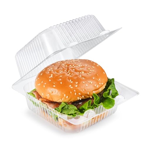 50 Pcs Heavy Duty Plastic Clear Clamshell Food Containers with Lids - color: 50Pcs Clear Clamshell Food Containers