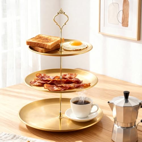 Gold Dessert Tiered Tray Stands 2 Pack 3 Tier Cupcake Rack