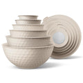 COOK WITH COLOR Mixing Bowls with Lids - 12 Piece Plastic Nesting Bowls Set includes 6 Prep Bowls and 6 Lids, Microwave Safe Mixing Bowl Set, Cream Embossed - color: Cream Embossed