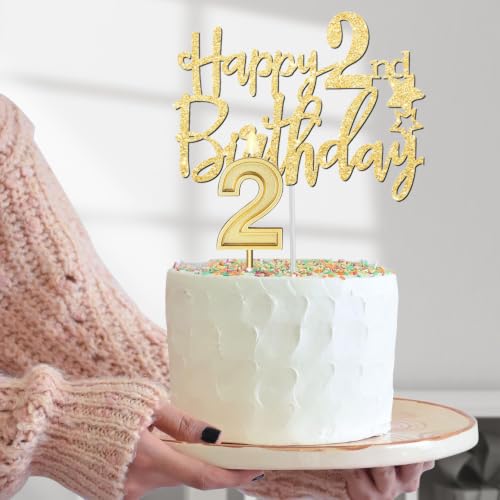 YeohJoy Gold 2nd Birthday Decorations for Girl - style: 2nd