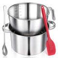 304 Stainless Steel Double Boiler Set - 2.6QT Melting Bowl with Scale and Handle - 4.2QT Dual-Handle Pot - Stackable Water Bath Melting Pot Set for Butter, Chocolate, Wax, Sugar, Candle