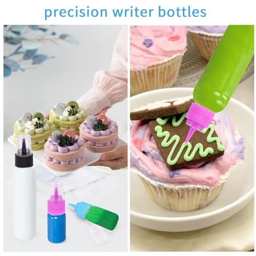 6 Pcs Writer Bottles, Small Squeeze Bottle, Condiment Squeeze Bottles, For Cakes Decorating, Food DIY, Ice Cream Decoration etc, 4 OZ
