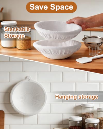 2 Pcs Banneton Bread Proofing Baskets, Sourdough Basket, Round, 10 Inch - size: Round