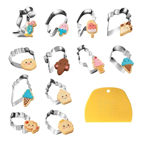 12Pcs Popsicle Mini Cookie Cutters Set with Dough Scraper