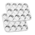 12-Cup Stainless Steel Muffin Pan, Cupcake Pan Metal Muffin Baking Tins for Oven & Dishwasher Safe, Cupcake Pans for Baking Non-toxic & Easy Clean Set of 2 ﻿