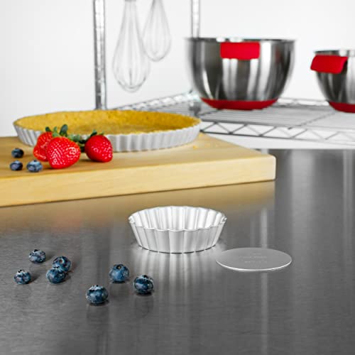 Fat Daddio's PFT-375 Round Fluted Tart Pan with Removable Bottom, 3.75 x 1 Inch - size: 3.75 x 1 Inch