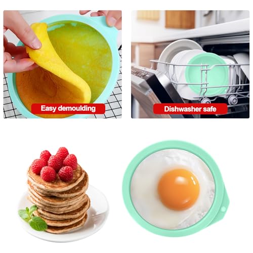 Air Fryer Egg Molds, 6-Pack Silicone Non-Stick for Muffins & Toast - color: Green
