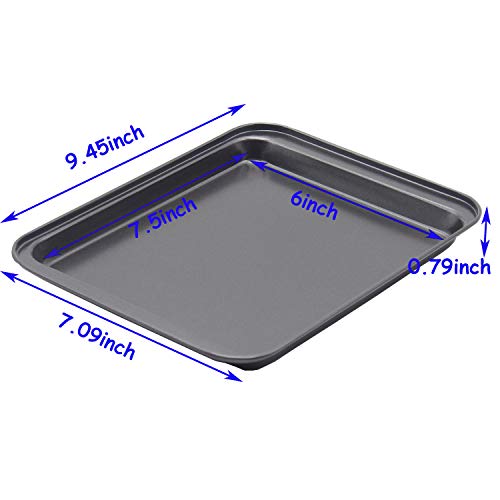 Small Baking Sheet Nonstick 9.45 X 7.09 Inch (Inner 7.5x6), 8 Inch Mini Cookie Tray Toaster Conventional Oven Pan No Warp No Rust Magnetic Bakeware for 1 to 2 person 2 Pack - size: 9.5x7 inch Black