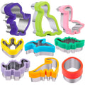 Nifogo Dinosaur Cookie Cutters 9 Pcs - color: E-Purple Green 9pcs