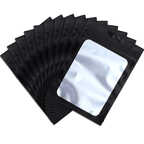 Boao 100 Pcs Resealable Foil Food Storage Bags,3 x 4.7 Inch,Black - color: Black, size: 3 x 4.7 Inch
