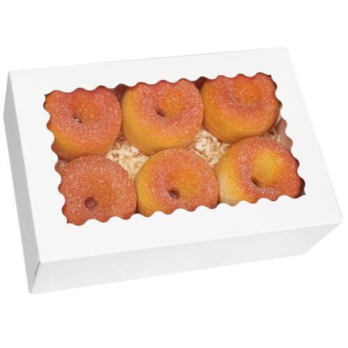 qiqee Auto-pop up 9x6x2.5 Inch White Cookie Box with Window 30Pcs Pastry Macaron Bakery Box for Packaging - color: 9x6x2.5, 30Pcs, White