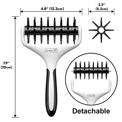 Orblue Pizza Dough Docker Pastry Roller with Spikes, Pizza Docking Tool for Home & Commercial Kitchen - Pizza Making Accessories that Prevent Dough from Blistering, Black - color: Black
