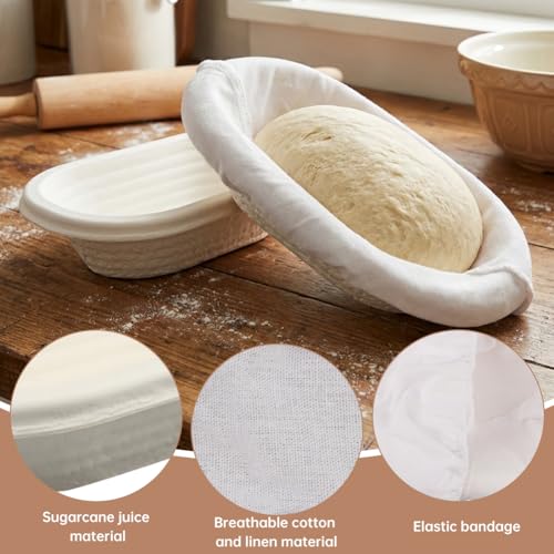 2‑Pack 10.9‑Inch Oval Molded Pulp Bread Proofing Basket Kit